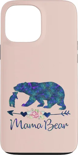 Vista 24 de Teal Blue Purple Floral Mama Bear and One Cub Light Pink Case for iPhone 17