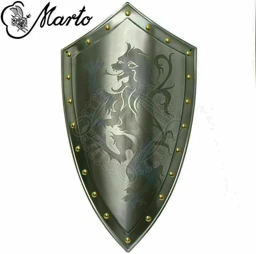 Vista 3 de THOR INSTRUMENTS 28" Medieval Knight Battle Armor Shield Metal Artesanal Decoración Réplica