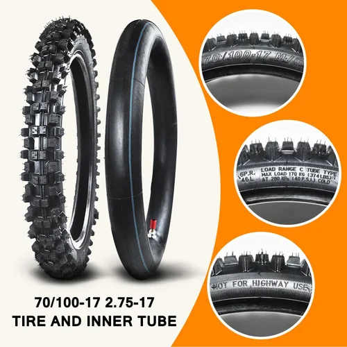 Vista 2 de HOLATO Trasero 90/100-14 3.00-14 Delantero 70/100-17 2.75-17 Neumático y Cámara Interior para 110cc 125cc KLX125 KLX140 KX85 TTR125 RM80 TaoTao DB17