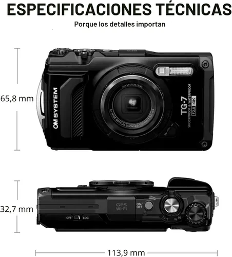 Vista 6 de OM SYSTEM Olympus Tough TG-7 - Cámara subacuática negra, impermeable, a prueba de congelación, brillo de alta resolución, video 4K 44x Macro