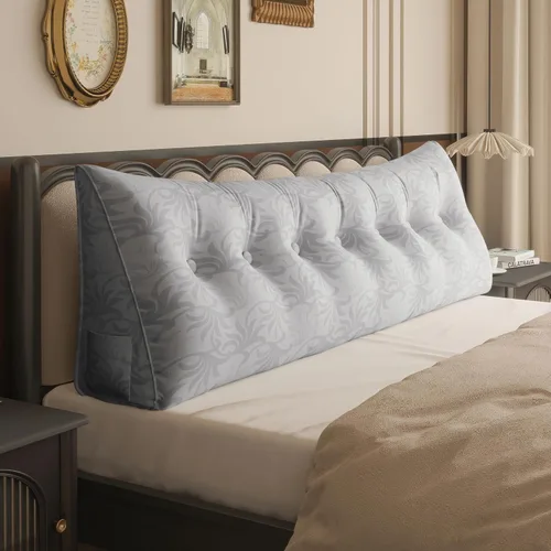 Vista 31 de WOWMAX - Almohada grande triangular con respaldo para cabecera, almohada de posicionamiento para lectura en forma de cuña, con funda extraíble