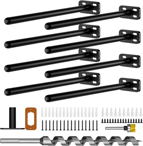 Vista 10 de 4 piezas de soportes de estante de pared resistentes para estantes flotantes ocultos, soportes de estante negros decorativos para estantes flotantes
