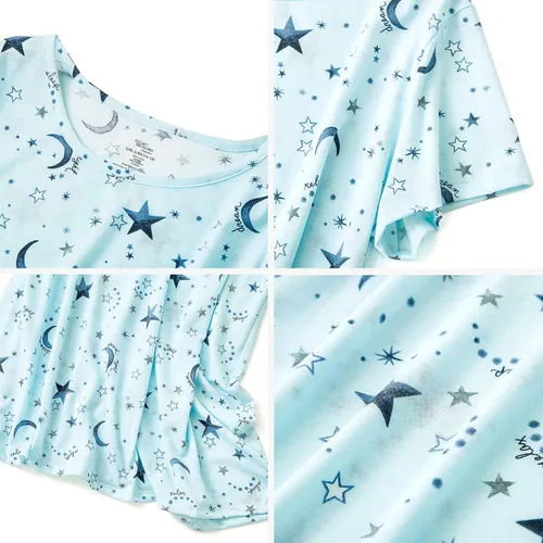 Vista 4 de American Trends Camisones para mujer, de algodón, de manga corta, vestido de noche, casual, pijama suave, ropa de dormir