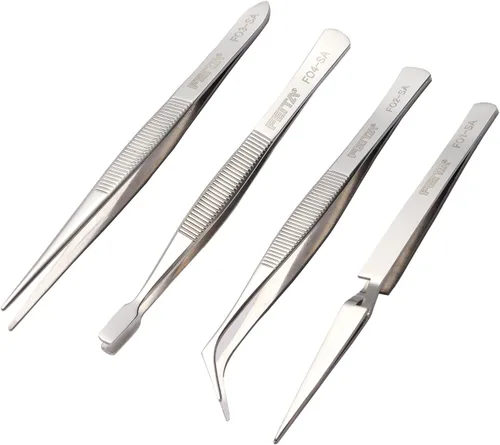Vista 8 de FEITA Juego de pinzas profesionales de precisión de acero inoxidable para pasatiempos, electrónica, fabricación de modelos, herramienta