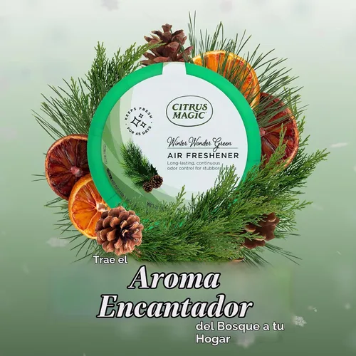 Vista 3 de Citrus Magic Ambientador sólido absorbente de olores navideños, Winter Wonder Green, 7 onzas, paquete de 3 Evergreen