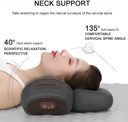 Vista 7 de Almohada cervical con almohada de masaje térmico para aliviar el dolor de cuello y hombros, modos ergonómicos de múltiples vibraciones, almohada