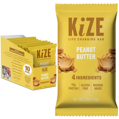 Vista 29 de KiZE Energy Bars - Barras energéticas de reemplazo de comidas con alto contenido de proteínas, a base de mantequilla de almendras, sin gluten, sin