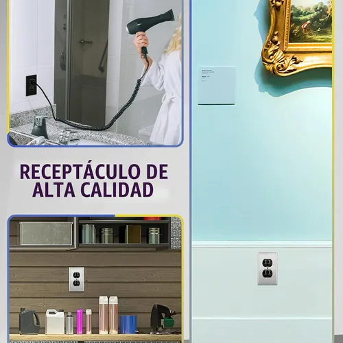 Vista 4 de ENERLITES Receptáculo dúplex, tomas de pared eléctricas resistentes a manipulaciones, grado comercial, 15A 125V, autoconectado, 2 polos, 3 cables