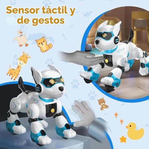 Vista 5 de OKK Perro Robot para Niños, Perro de Control Remoto y Toque con Interacción por Voz, Robot Programable con Show de Imitación, Perro Electrónico que