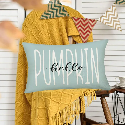Vista 3 de Fukeen Hello Pumpkin - Fundas de almohada lumbar de 12 x 20 pulgadas con saludo de temporada, calabazas de otoño, decoración de granja, fundas