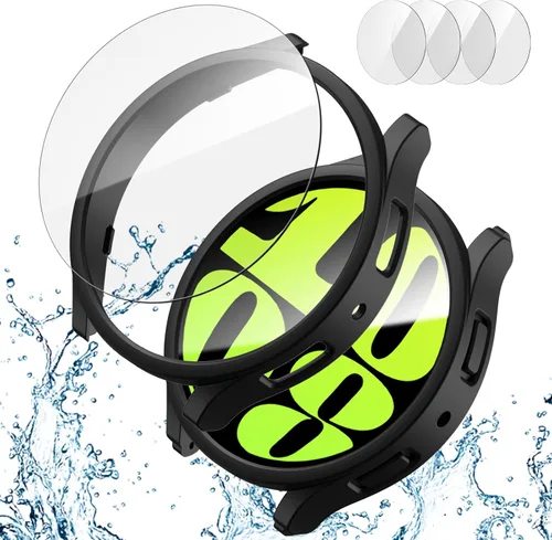 Vista 8 de Paquete de 2 + 4 fundas con protector de pantalla para Samsung Galaxy Watch 6 Classic de 1.693 in, JZK 2 Hard PC Bumper Case + 4 protectores