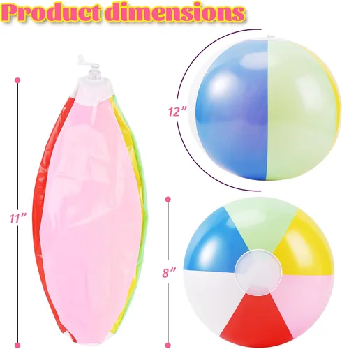 Vista 2 de Paquete de 13 bolas de playa inflables de 12 pulgadas, bola de playa, globos de fiesta para niños y adultos, pelota inflable para patio, pelotas