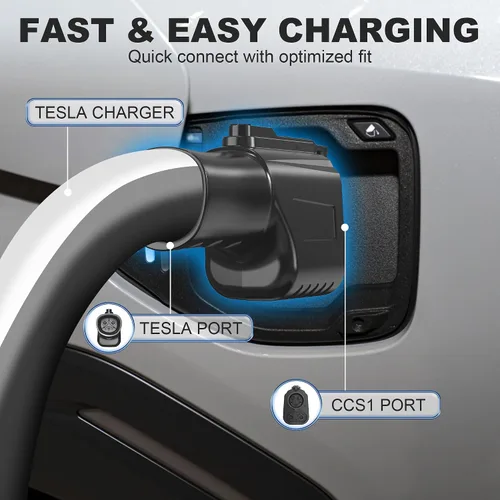 Vista 3 de Adaptador NACS a CCS1, adaptador de cargador rápido NACS máximo de 500 A 1000 V, compatible con supercargadores Tesla para CCS1 EVs, certificado ETL