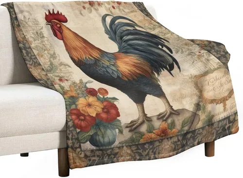 Vista 38 de Manta de gallo con encanto de campo, manta de forro polar de felpa de 30 x 40 pulgadas, manta de franela súper suave para decoración de sofá, cama