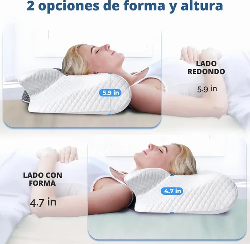 Vista 5 de SAHEYER Almohada cervical para el cuello, almohada ergonómica de espuma viscoelástica para el alivio del dolor de cuello y para evitar ronquidos