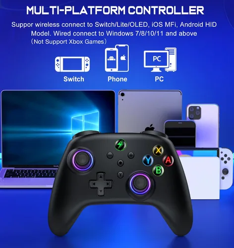 Vista 2 de Wireless Switch Controller for Nintendo Switch ControllerLiteOLED- LED Switch Pro ControlleriOSAndroid Game RemoteWired PC Joysticks-Programmable