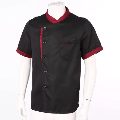 Vista 5 de JEEYJOO Chaqueta de chef unisex de manga corta, chaqueta de chef para restaurante, cocina, uniforme de chef