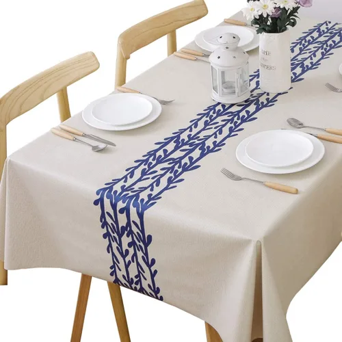 Vista 16 de TruDelve Mantel de Vinilo con Respaldo de Franela Mantel de Mesa de Plástico Blanco Cuadrado Manteles de Mesa para Fiestas Impermeables Cubierta