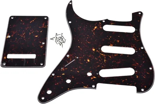 Vista 9 de KAISH Lefty ST/Strat Style SSS Pickguard - Cubierta trasera para trémolo para mano izquierda Stratocaster / Strat negro 3 capas