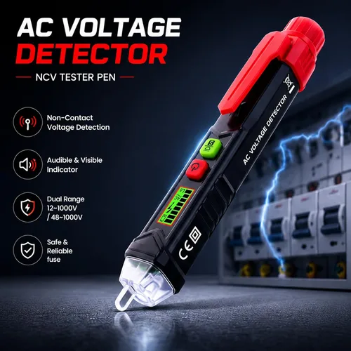 Vista 2 de Detector de voltaje sin contacto Probador de voltaje de doble rango 12V-1000V/48V-1000V Detección de cable vivo y nulo Herramienta eléctrica