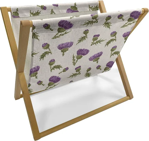 Vista 14 de Ambesonne Soporte para revistas y libros de damasco, diseño tradicional italiano europeo de desplazamiento repetido, en tono amarillo dorado