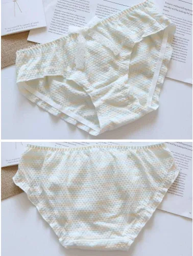 Vista 4 de Bragas japonesas a rayas bikini de algodón Anime azul rosa Cosplay ropa interior 2 unidades calzoncillos