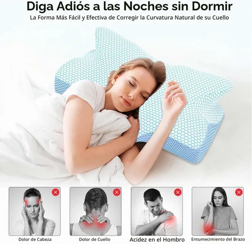 Vista 4 de Anvo Almohada cervical para el cuello y el dolor de hombros, almohadas de espuma viscoelástica para aliviar el dolor de dormir, ortopédica