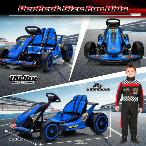 Vista 6 de Go-Kart eléctrico de deriva para niños de 6 a 12 años, motor de 400 W de Azul