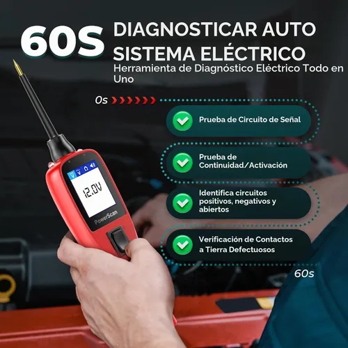 Vista 3 de Autel Probador de circuitos 2026, probador de circuitos automotrices PowerScan PS100, buscador de circuitos eléctrico corto abierto de 12-24V