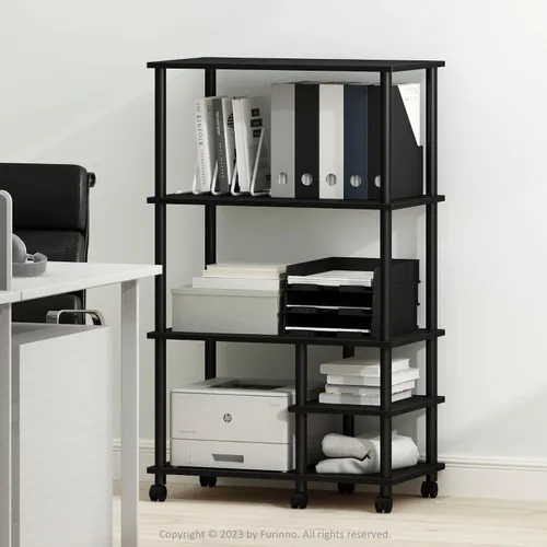 Vista 14 de Furinno Turn-N-Tube - Estantería multipropósito con exhibición y almacenamiento para impresora de 3 niveles, sin herramientas, color pino ámbar