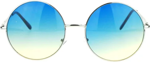 Vista 28 de Hippie Groovy Gradient Oversize Anteojos de sol redondos Lennon grandes