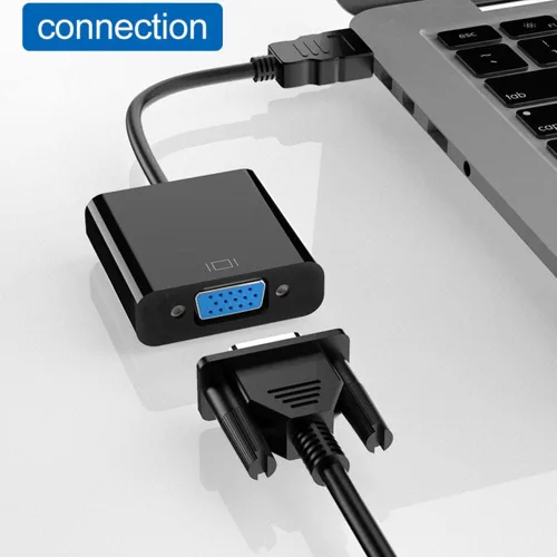 Vista 4 de Zuya Adaptador HDMI a VGA, convertidor de adaptador HDMI a VGA chapado en oro, Full HD 1080P, tarjeta de video externa, adaptador de monitor