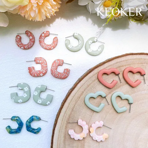 Vista 2 de Keoker Cortadores de arcilla para joyas de arcilla polimérica, cortadores de arcilla polimérica de aro para fabricación de joyas, 5 formas