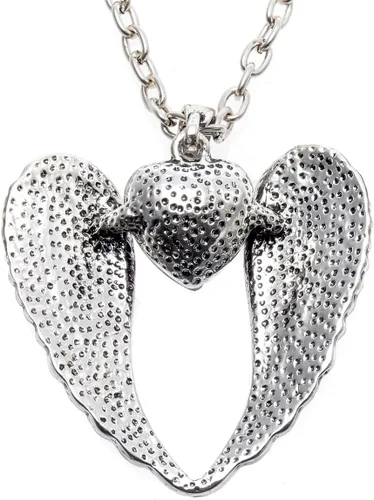 Vista 4 de Szxc Collar con colgante de corazón de alas de ángel para mujer 18 "+2