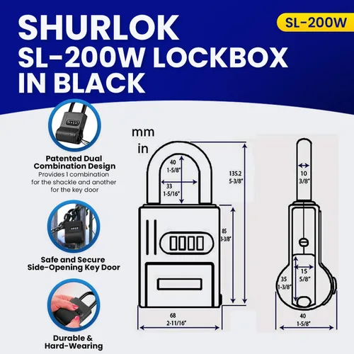 Vista 2 de ShurLok SL-100W candado a combinación de cuatro dígitos azul, SL-200W