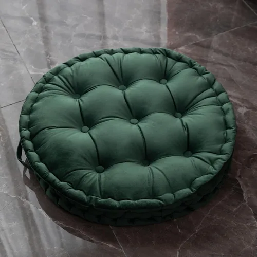 Vista 9 de MOJUN Almohada redonda de meditación, almohadas grandes para adultos, almohada redonda gruesa de terciopelo holandés con asa para yoga, sala de Azul