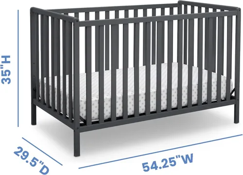 Vista 5 de Delta Children Heartland Cuna convertible 4 en 1 - Certificado Greenguard Gold, color gris carbón