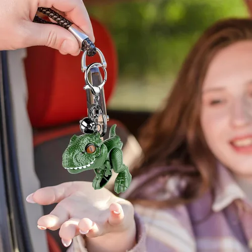 Vista 6 de Cobee Lindo llavero de dinosaurio, llavero de regalo de dibujos animados Kawaii, llavero móvil de dinosaurio para mujeres y hombres mochilas