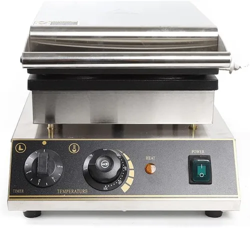 Vista 15 de Máquina de gofres belga de doble cabeza comercial giratoria de doble alerón para desayunar, cocina antiadherente, resistente, para restaurante, mini
