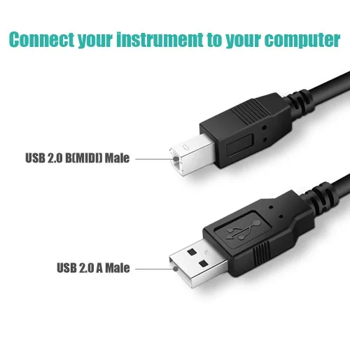 Vista 4 de Ancable Cable controlador MIDI USB B de 3 pies para interfaz de audio, piano, teclado, mezclador, altavoz, instrumento, micrófono, cable USB A a B