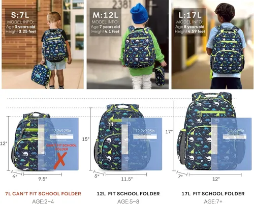 Vista 5 de mibasies Boys Backpack 5-8 Lightweight Kids Backpacks Boys - Boy Bookbag for Elementary School - Galaxy Dinosaur