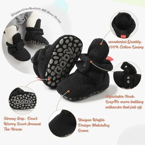 Vista 41 de Botines de forro polar para bebés, niños y niñas, pantuflas antideslizantes con agarre suave, zapatos de calcetín para recién nacidos, cuna