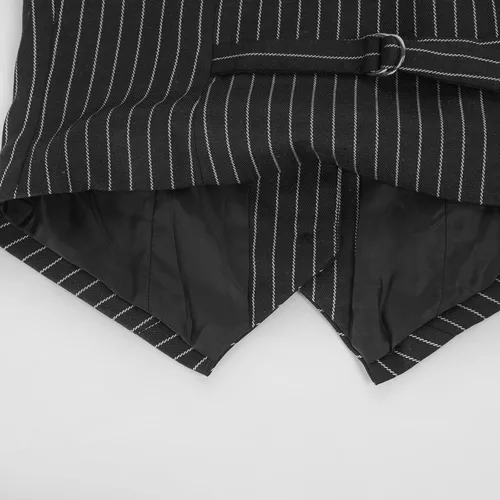 Vista 4 de Belle Poque Chaleco vintage para mujer, cuello halter, con botones, chalecos elegantes