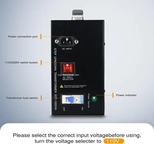 Vista 3 de Convertidor de voltaje Transformador de 110 V a 220 V/220 V a 110 V Convertidor de voltaje universal internacional de Estados Unidos a Europa