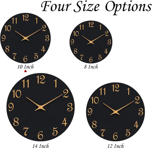 Vista 5 de Roymnie Reloj de Pared, Relojes de Pared Modernos de 10 Pulgadas Operados con Batería, Reloj Silencioso Sin Tictac Decorativo para Cocina, Sala