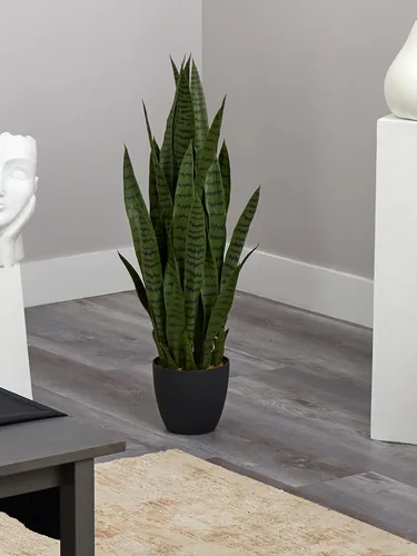 Vista 4 de Nearly Natural Planta de serpiente artificial Sansevieria de 38 pulgadas Verde