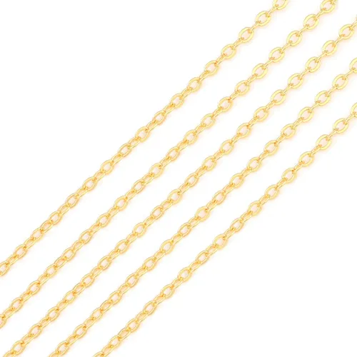Vista 7 de BEADIA - Cadenas planas bañadas en oro de 18 quilates, 3 mm, 2 metros para la fabricación de joyas