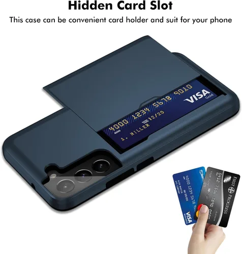Vista 3 de Jiunai Funda para Samsung Galaxy S22 Plus Funda tipo cartera para tarjetas de crédito, soporte para efectivo, bolsillo deslizante de doble capa