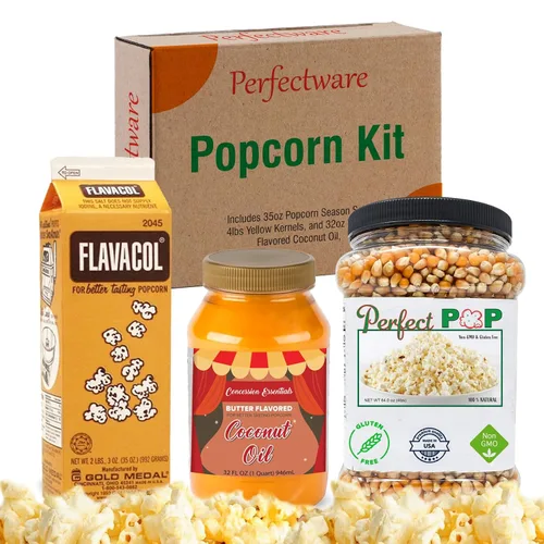 Vista 2 de Perfectware - Flavacol - Sal de condimento para palomitas de maíz de 35 onzas y aceite de coco Concession Essentials, kit combinado de 32 onzas