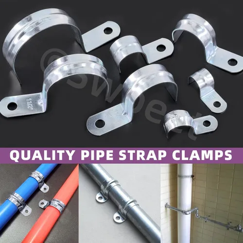 Vista 4 de Swpeet 30 piezas de 1-1/2 "(40 mm) zinc plateado un agujero EMT correa de tubo, correas de tubería U soporte de tubo abrazadera de tubo 1 agujero a